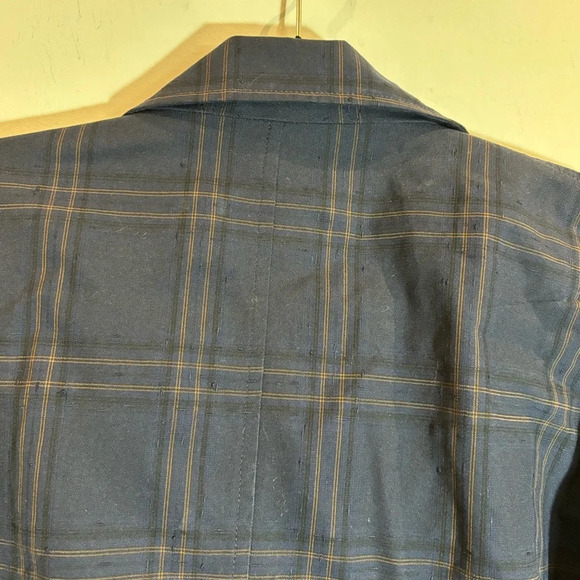CLOSED Sz L Window  Pane Plaid Zip Up Patch Pockets Turned Collar Lined Shacket - Picture 8 of 15